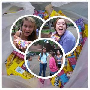 The Gamma Epsilon Chapter handed out candy on a "Day of Kindess"